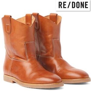 RE/DONE 60S CAMARGUAISE TAN LEATHER BOOT Made in Italy Size 38 / 7.5 Western